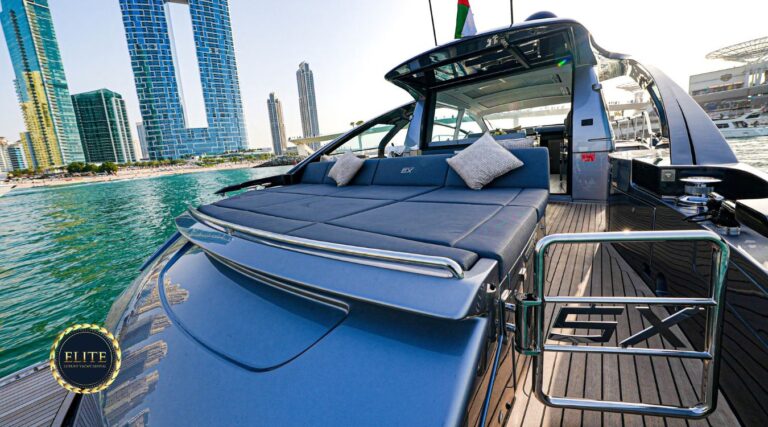 Elite Pershing Gray 54 Ft - Elite Luxury Yacht. Perfect Dubai Yacht Charter for Pre-Wedding Photoshoots image blog.